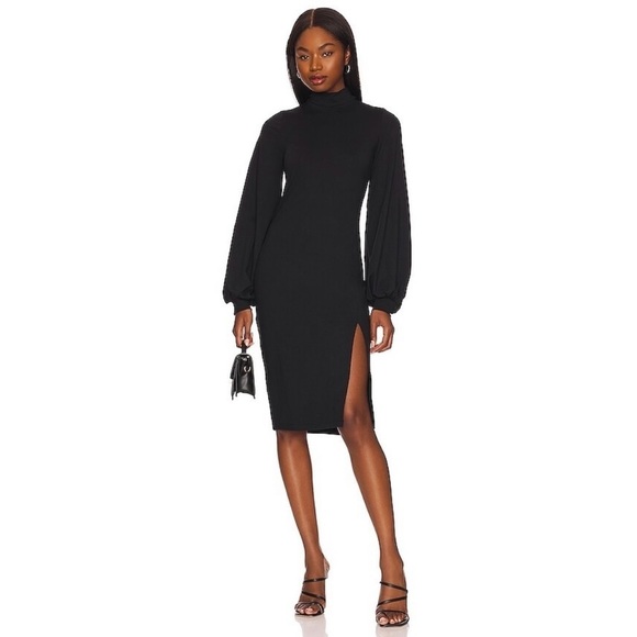 NWT Susana Monaco Mock Neck Slit Midi Dress - Picture 1 of 8